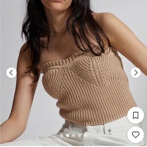 & Other Stories Tan Knit Strapless Top